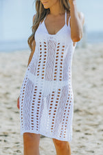 Load image into Gallery viewer, Spaghetti Strap Crochet Cover Up Dress
