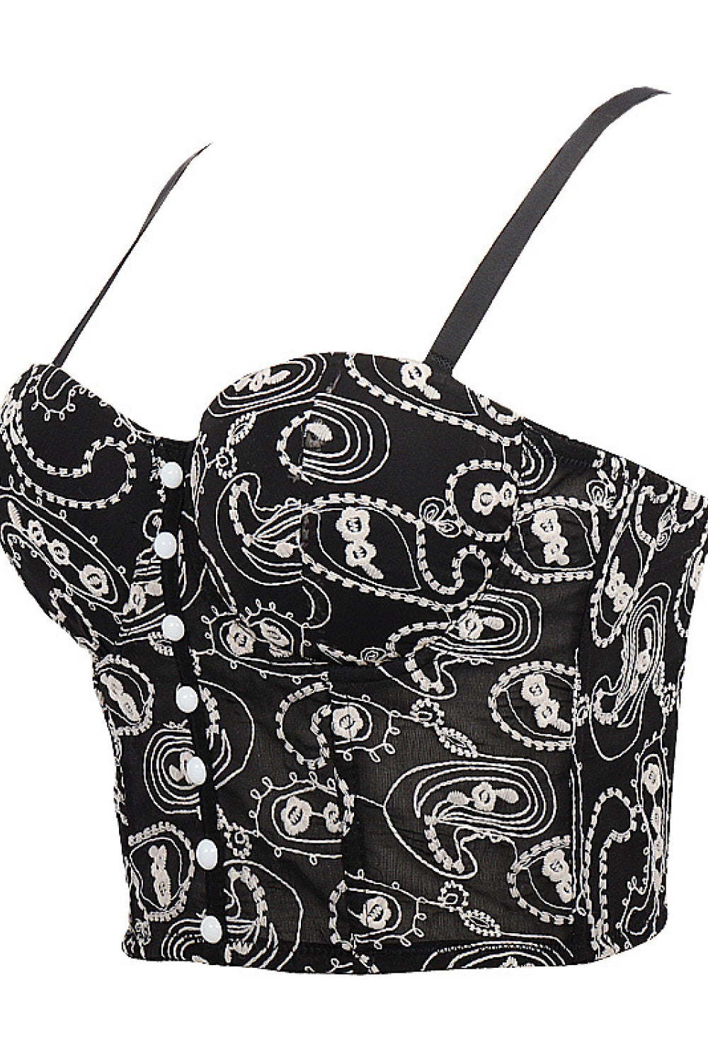 Embroidered Button Front Bustier