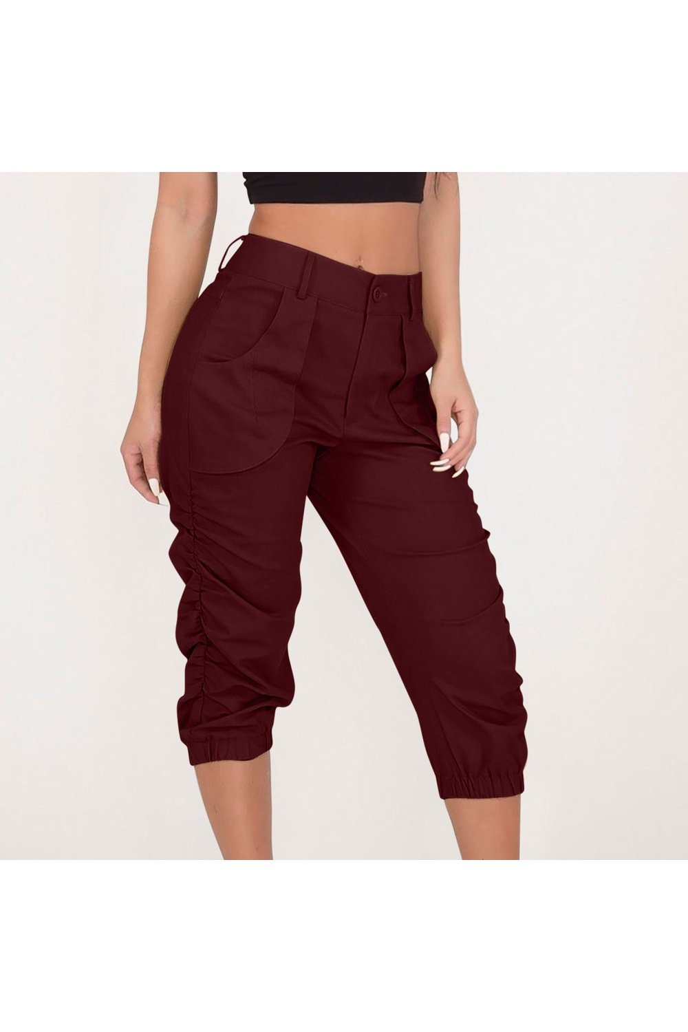 Womens casual cropped pants overalls harem