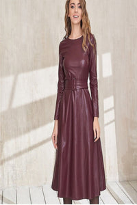 Fashion Belt Faux Leather Dresses