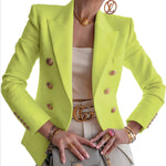 Load image into Gallery viewer, Designer Double Breasted Metal Lion Buttons Blazer Outer
