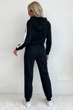 Load image into Gallery viewer, Side Stripe Cropped Hoodie Jogger Set
