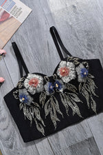 Load image into Gallery viewer, Flower Embellishment Sequined Bustier
