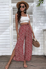 Load image into Gallery viewer, Ditsy Floral Slit Paperbag Waist Wide Leg Pants
