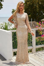 Load image into Gallery viewer, Sequin Fringe Sleeve Maxi Dress
