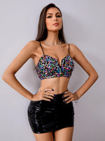 Load image into Gallery viewer, Sequin Spaghetti Strap Zip-Back Bustier
