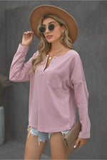 Load image into Gallery viewer, Grommet Long Sleeve V-Neck Top
