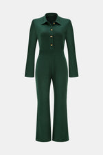 Load image into Gallery viewer, Button Front Long Sleeve Collared Jumpsuit
