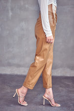 Load image into Gallery viewer, Faux Leather Cuffed Straight Leg Pants

