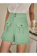 Load image into Gallery viewer, Contrast Stitching High Waist Shorts
