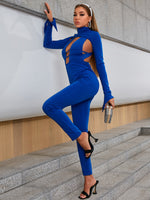 Load image into Gallery viewer, Cutout Plunge Neck Jumpsuit
