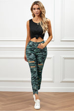 Load image into Gallery viewer, Distressed Camouflage Jeans
