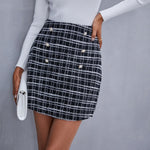 Load image into Gallery viewer, Long Sleeve Slim Plaid Skirt
