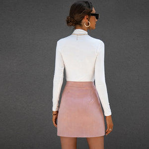 Suede Patched Patterned Skirt