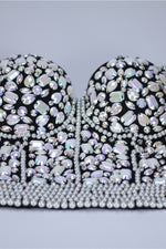 Load image into Gallery viewer, Rhinestone and Faux Pearl Bustier
