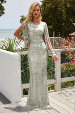 Load image into Gallery viewer, Sequin Fringe Sleeve Maxi Dress
