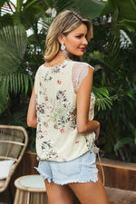 Load image into Gallery viewer, Floral Lace Capped Sleeve Top
