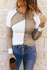 Load image into Gallery viewer, Color Block Exposed Seam Knit Top Sweater
