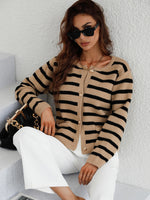 Load image into Gallery viewer, Striped Button Front Cardigan

