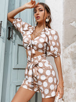 Load image into Gallery viewer, Polka Dot Cropped Top and Shorts Set
