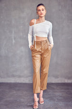 Load image into Gallery viewer, Faux Leather Cuffed Straight Leg Pants
