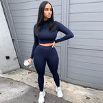 Load image into Gallery viewer, Two Piece Sets Women Solid Autumn Tracksuits High Waist Stretchy Sportswear
