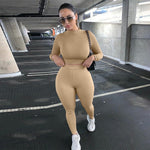 Load image into Gallery viewer, Two Piece Sets Women Solid Autumn Tracksuits High Waist Stretchy Sportswear

