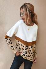 Load image into Gallery viewer, Leopard Patchwork Autumn Winter Ladies Knitted Sweater
