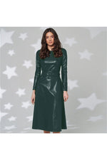 Load image into Gallery viewer, Fashion Belt Faux Leather Dresses Women Long Sleeve Slim Fit PU Dress

