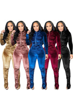 Load image into Gallery viewer, Fall Active Velvet Stacked Sweatsuit Women
