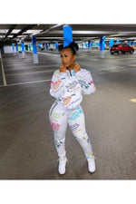 Load image into Gallery viewer, Tracksuits Sets Sporty Casual Two Piece Set Letter Print
