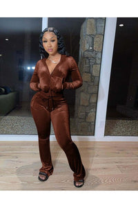 Matching Sets Two Piece Velvet Tracksuit Womens Sweatsuits Outfits