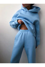 Load image into Gallery viewer, Womens Tracksuit Autumn Plus Fleece Sweatshirts Two Piece Set Casual Oversized
