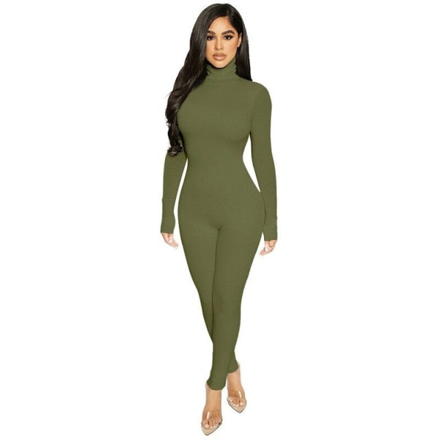 Bodycon Jumpsuit One Piece Outfits Turtleneck