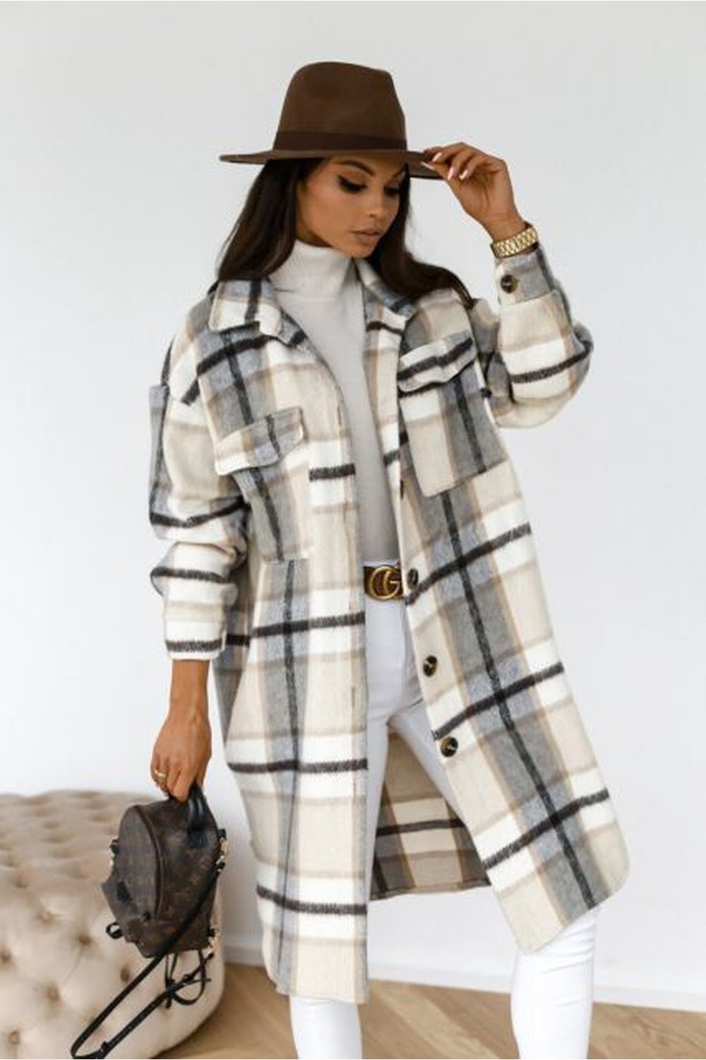 Winter Checked Jackets Coats Overcoat