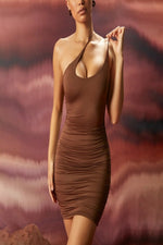 Load image into Gallery viewer, Diagonal Collar Sheath Ruched Mini Bodycon Party Dress
