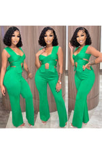 Load image into Gallery viewer, Halter Neck Twist Crop Tops Straight Pants Suit Matching Two piece
