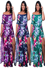 Load image into Gallery viewer, Dress Women Plus Size Summer High Waist Off Shoulder Maxi
