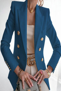 Designer Double Breasted Metal Lion Buttons Blazer Outer